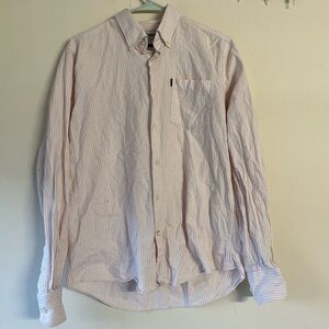 Barbour Pink + White Striped Button Down Size S